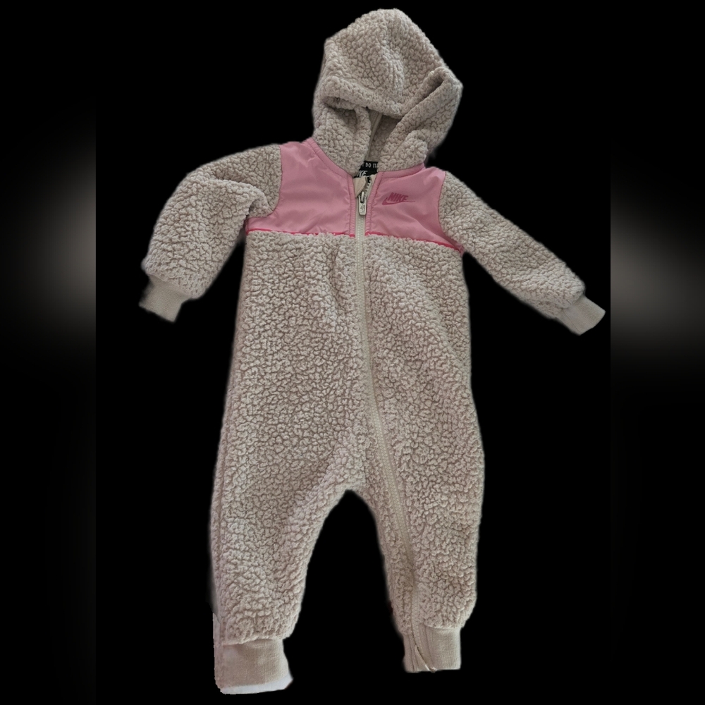 Nike Pink and Cream Sherpa Kids Jumpsuit/coveralls